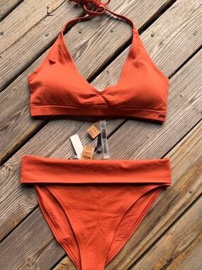 PINK Victoria’s Secret Ribbed Bikini Set -NWT- Burnt Orange -XL